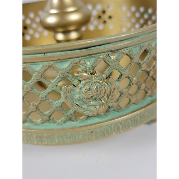 Vintage Candle‎ Holder Brass Rose Detail Victorian Footed Heavy - Picture 4 of 16